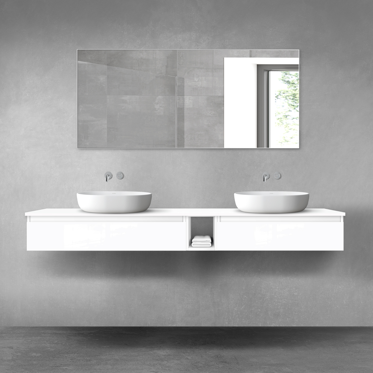 Oltens Vernal zestaw mebli łazienkowych 200 cm z blatem biały połysk 68661000 - Wysyłka w 24h