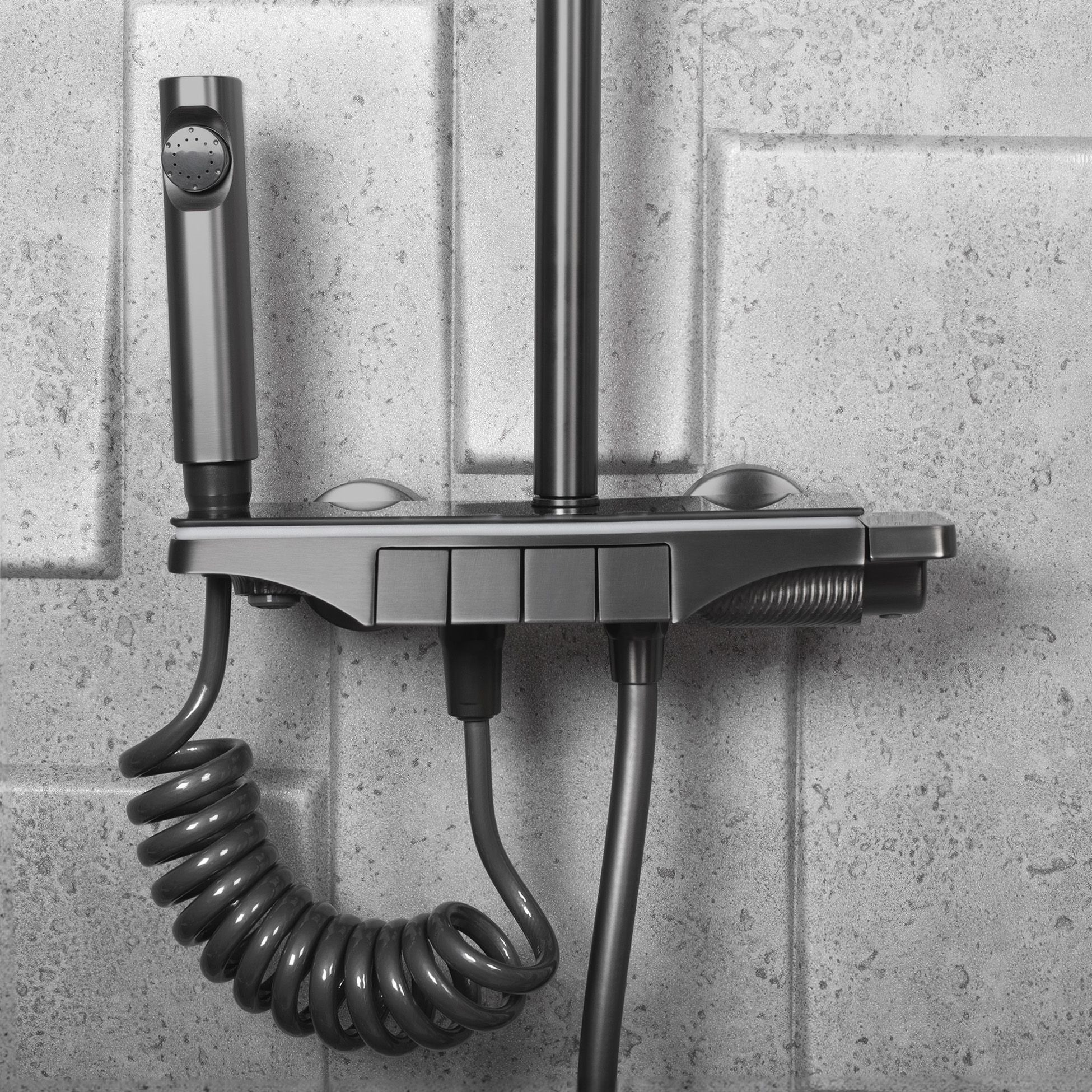 Rea Savio zestaw prysznicowy ścienny z deszczownicą grafitowy REA-P8412