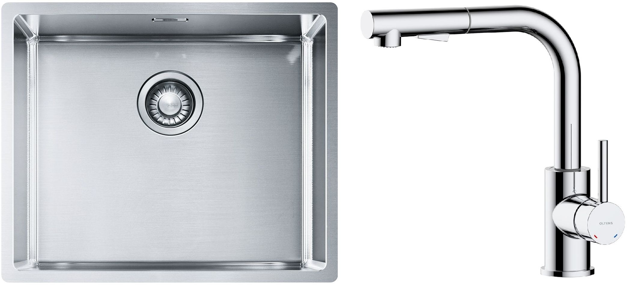 Zestaw Franke Box BXX 210/110-50 zlewozmywak stalowy 54x45 cm z baterią kuchenną Oltens Myvat stal/chrom (1270453656, 35205100) - Wysyłka w 24h