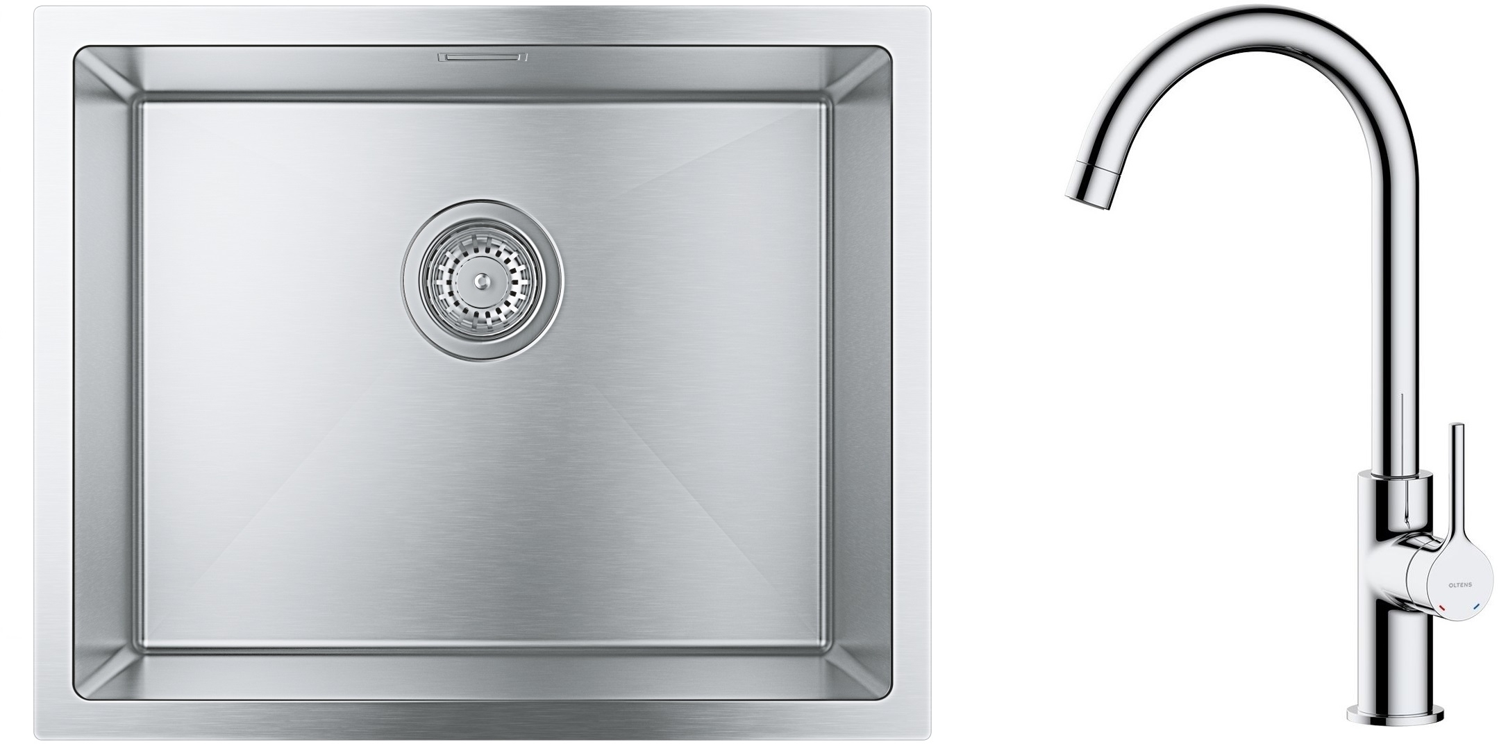 Zestaw Grohe K700 zlewozmywak 55x45 cm z baterią kuchenną Oltens Skafta stal szlachetna/chrom (35206100, 31726SD0) - Wysyłka w 24h