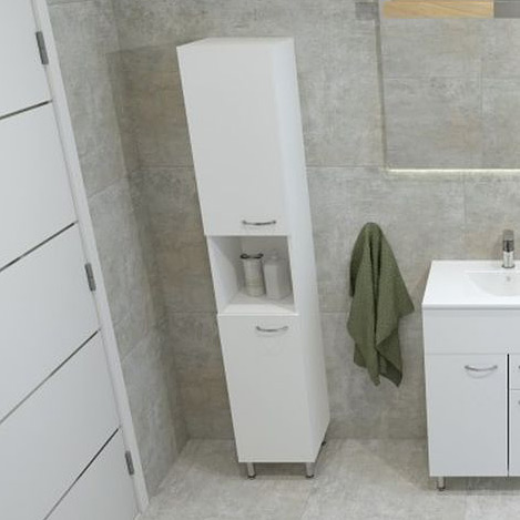 LaVita Basic Barato szafka boczna 170 cm wysoka stojąca biały połysk