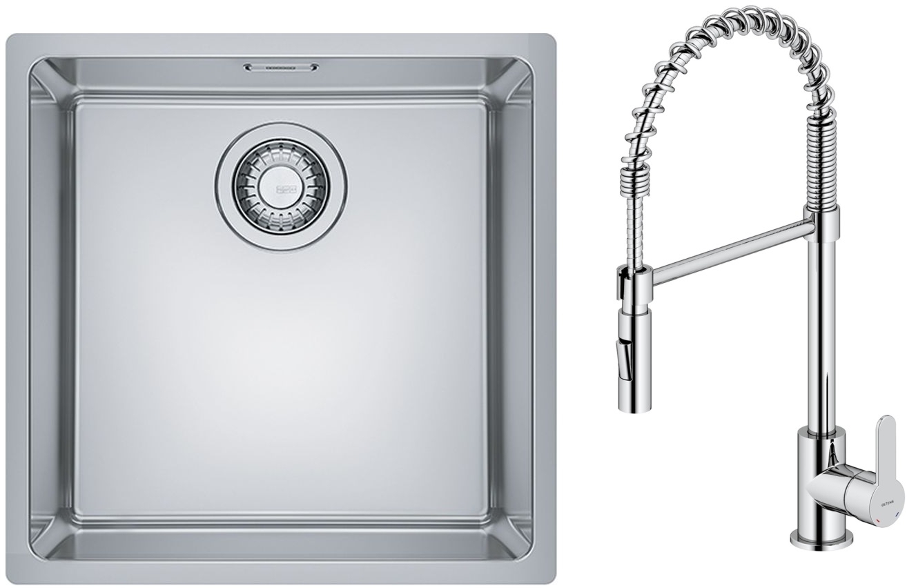 Zestaw Franke Maris MRX 110-40 zlewozmywak 40x40 cm z baterią kuchenną Oltens Duf stal szczotkowana/chrom (1220543995, 35203100) - Wysyłka w 24h