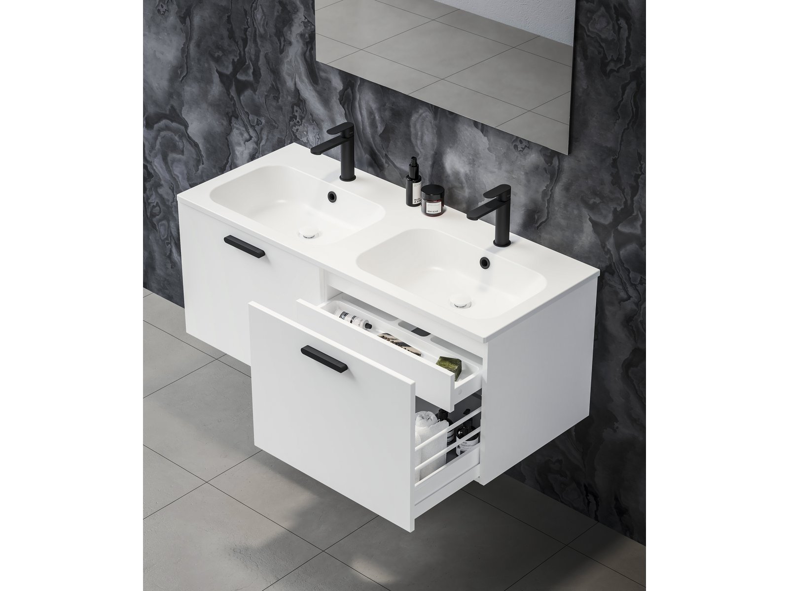 Ravak Chrome szafka 120x49x47 cm podumywalkowa wisząca biała uchwyt biały X000001779