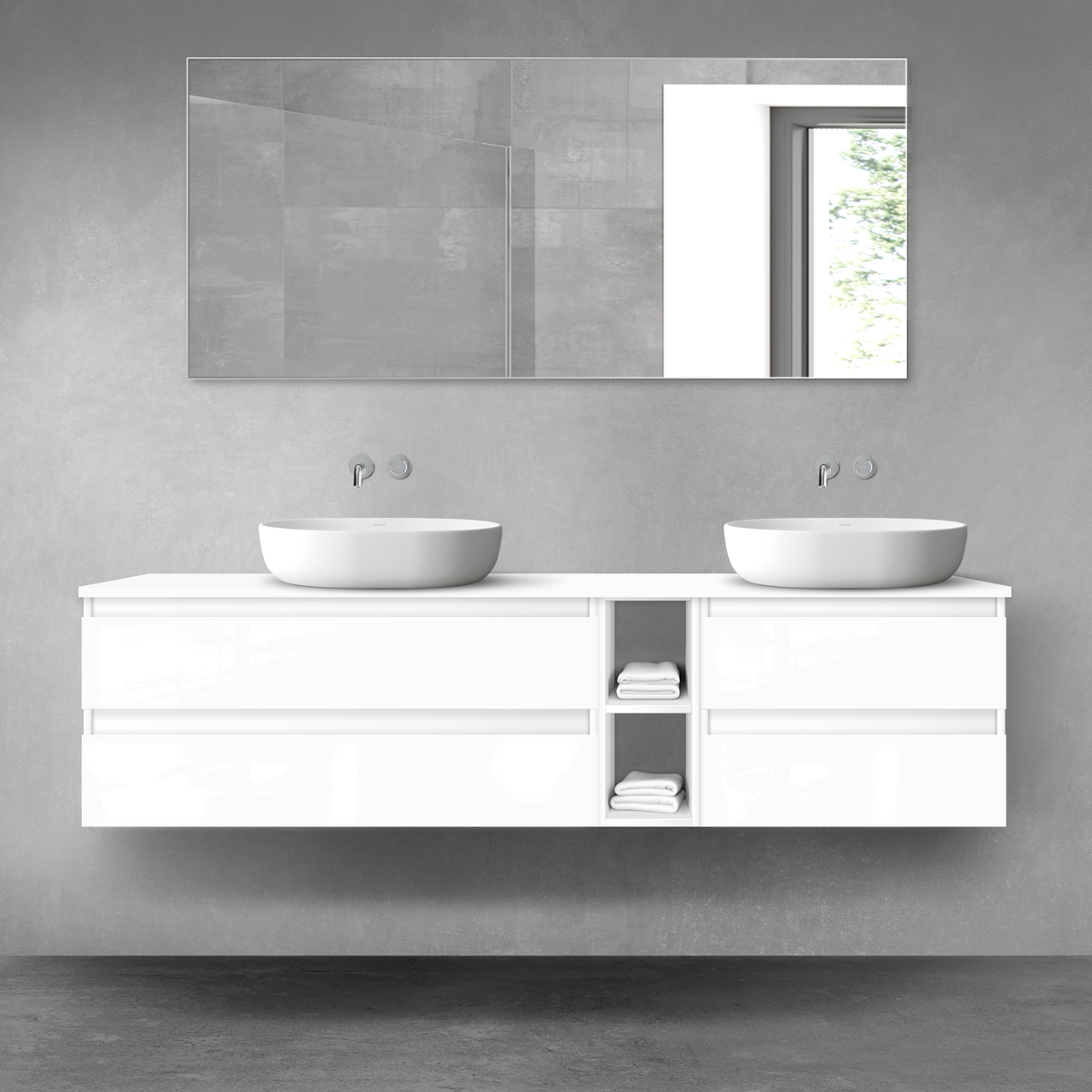 Oltens Vernal zestaw mebli łazienkowych 180 cm z blatem biały połysk 68637000 - Wysyłka w 24h