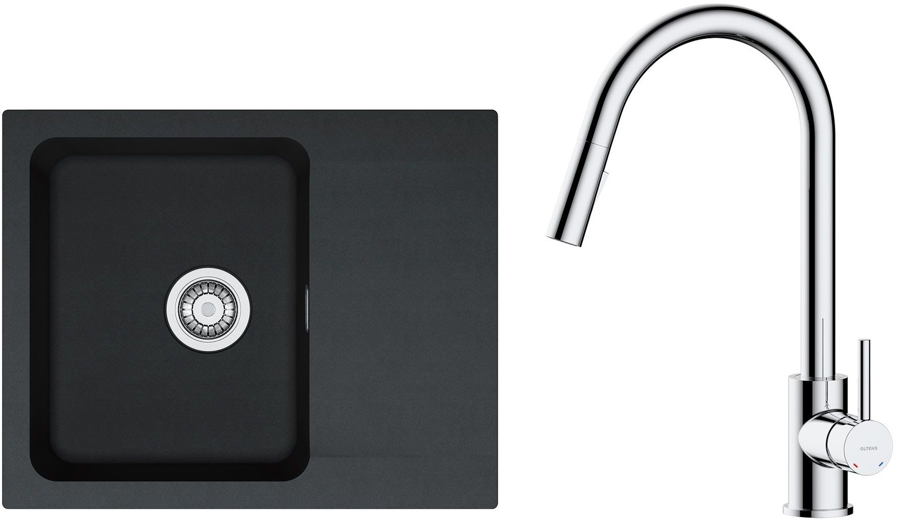 Zestaw Franke Orion OID 611-62 zlewozmywak 62x50 cm z baterią kuchenną Oltens Litla onyx/chrom (1140286441, 35204100) - Wysyłka w 24h