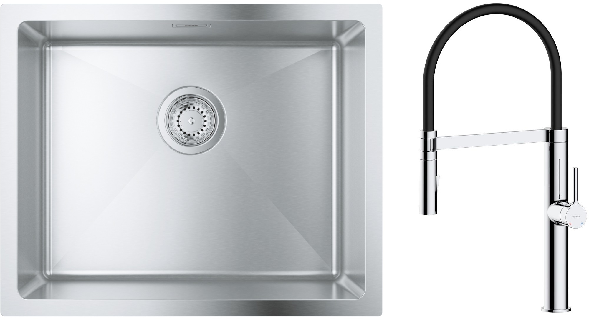 Zestaw Grohe K700 zlewozmywak 50x40 cm z baterią kuchenną Oltens Borga stal szlachetna/chrom (35207100, 31574SD1) - Wysyłka w 24h