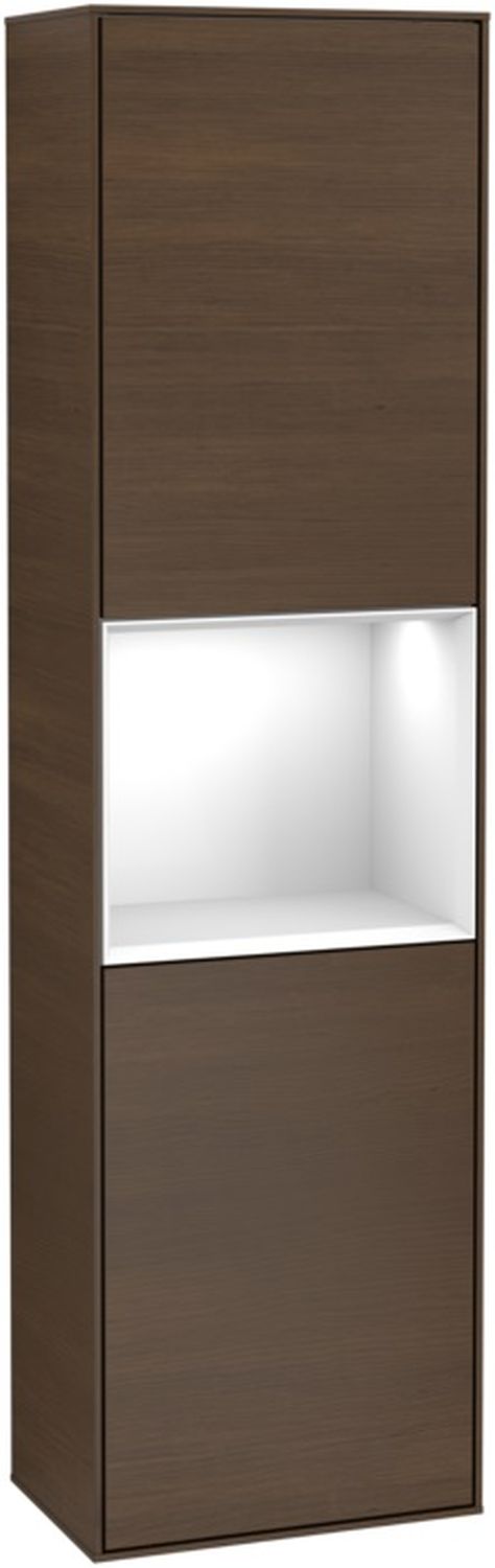 Villeroy & Boch Finion szafka boczna 151 cm wysoka wisząca Glossy White Lacquer/Walnut Veneer F460GFGN