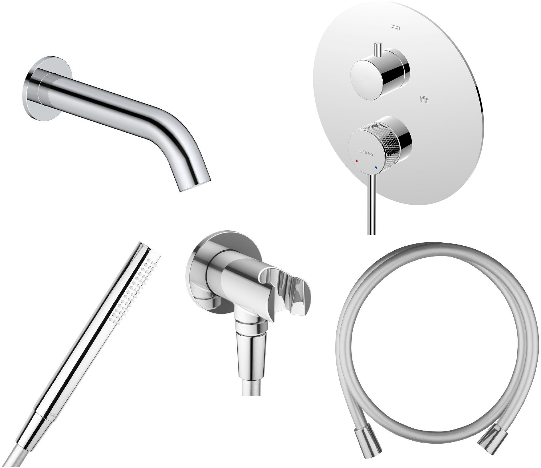 Zestaw Ksuro 01 bateria wannowo-prysznicowa podtynkowa z kompletem natryskowym Oltens chrom (13002010, 37102100, 37200100, 39304100, ... - Wysyłka w 