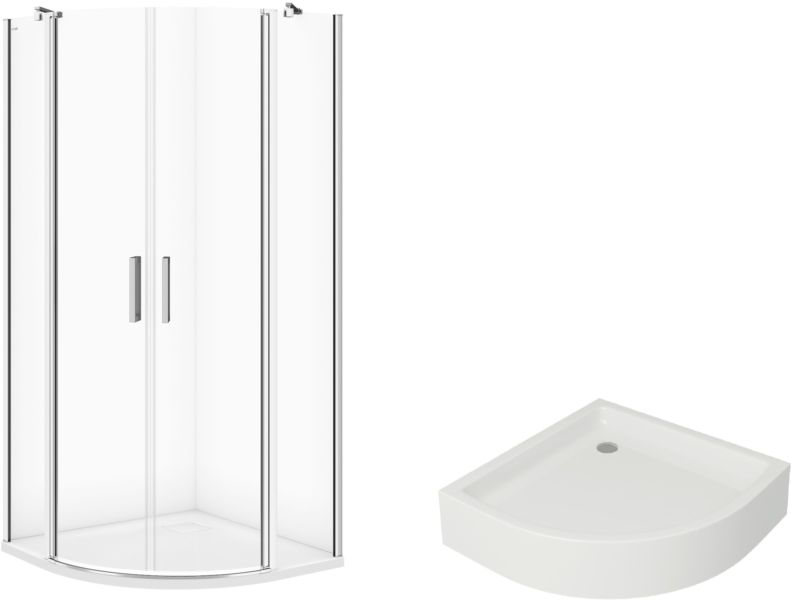Zestaw Cersanit Moduo kabina prysznicowa 90x90 cm półokrągła z brodzikiem Tako chrom/szkło przezroczyste (S162010, S204004) - Wysyłka w 24h