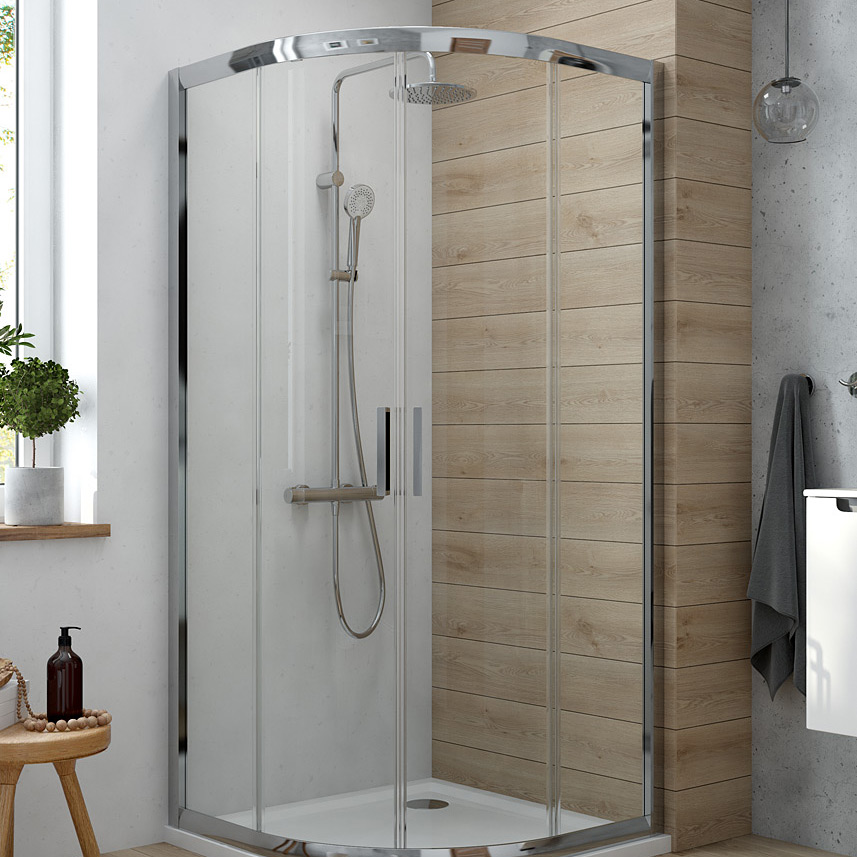 Oltens Vorma kabina prysznicowa 90x90 cm półokrągła chrom połysk/szkło przezroczyste 20102100 - Wysyłka w 24h