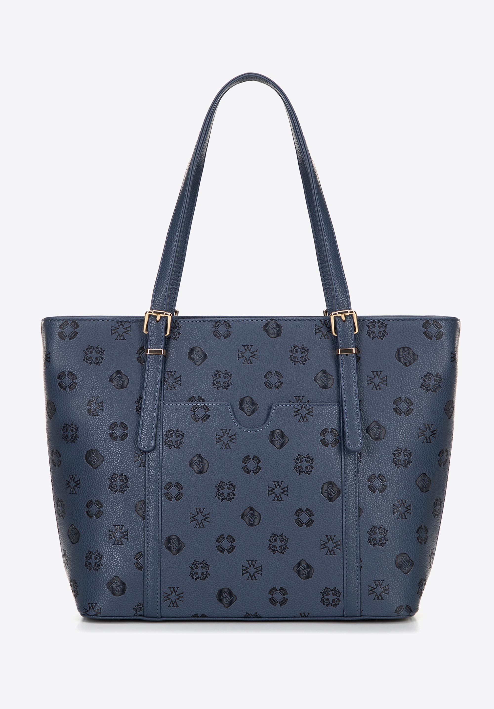 Damska shopperka z imitacji skóry z tłoczeniem granatowa