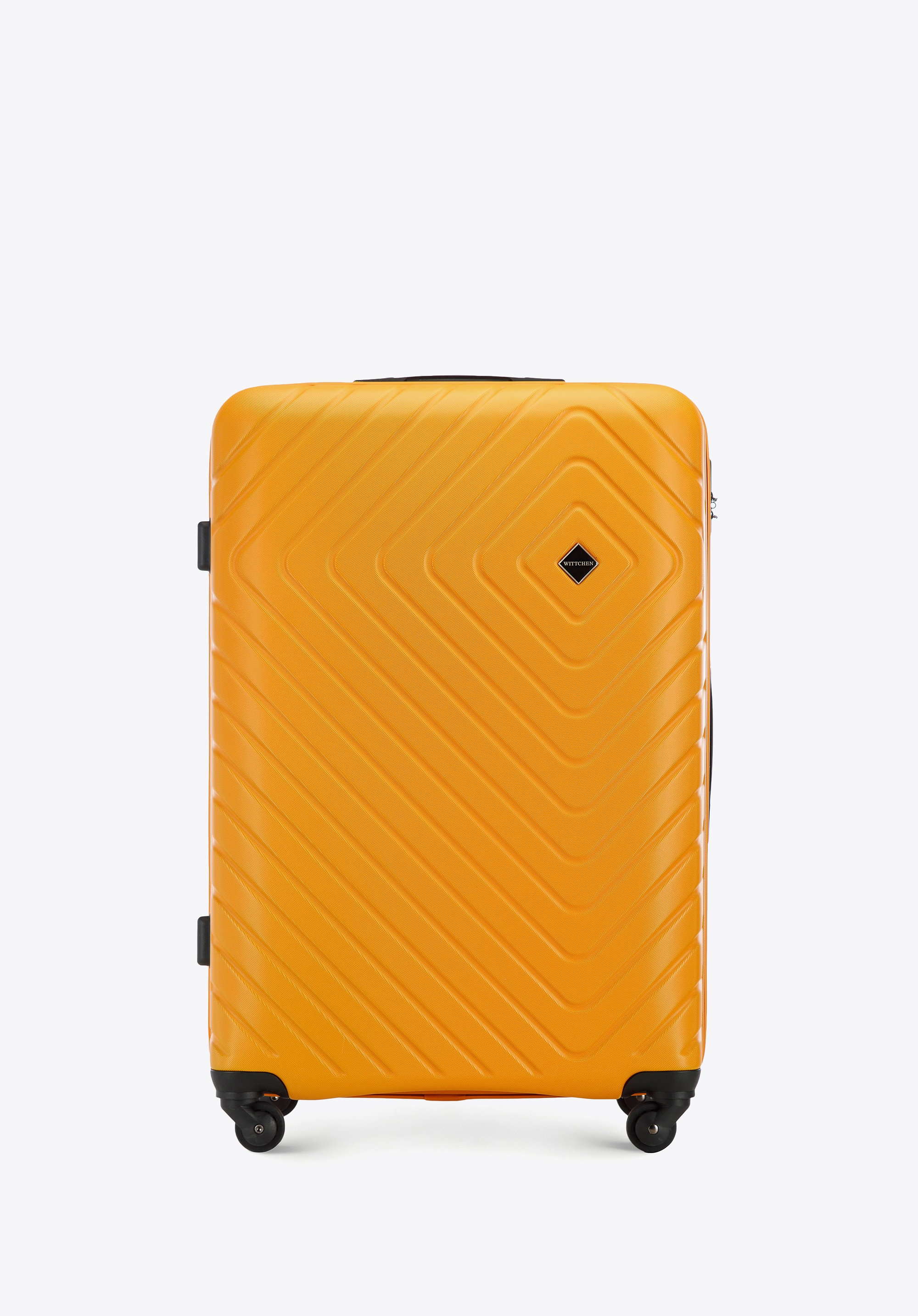 Duża walizka z ABS-u z geometrycznym tłoczeniem pomarańczowa