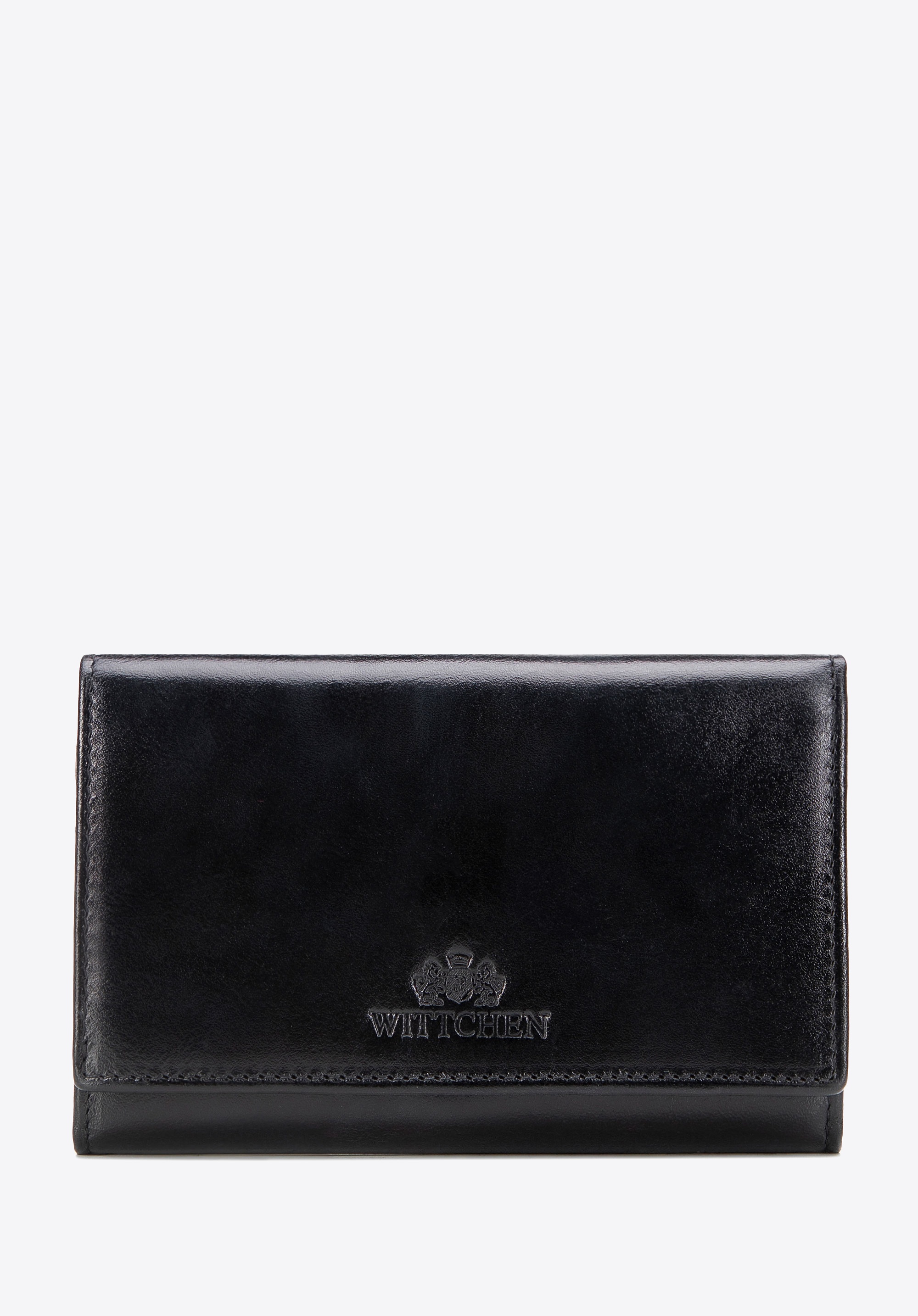 Duża portmonetka ze skóry naturalnej z zapięciem na napę czarna