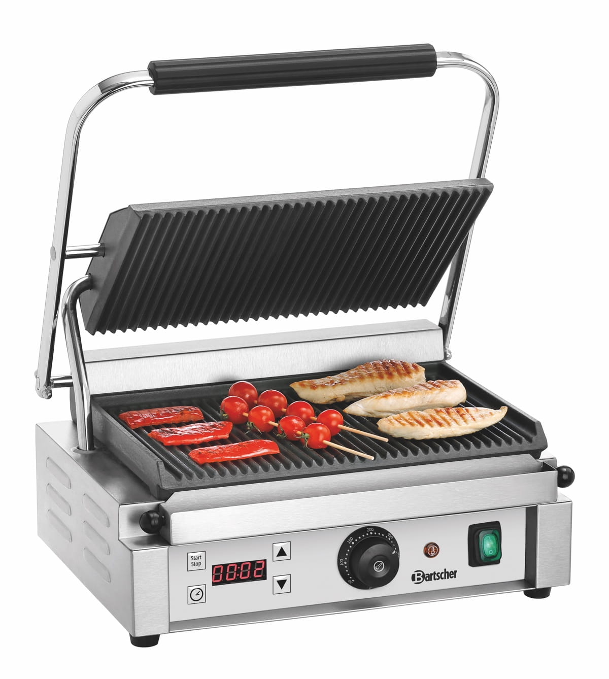 Grill kontaktowy, panini ryflowany z cyfrowym timerem Bartscher