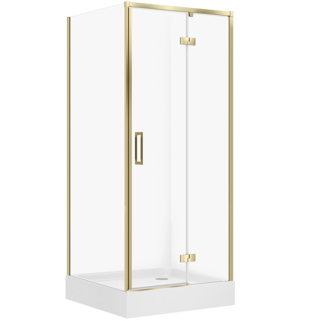 CERSANIT Kabina prysznicowa LARGA prawa 90x90x195 złota mat z brodzik