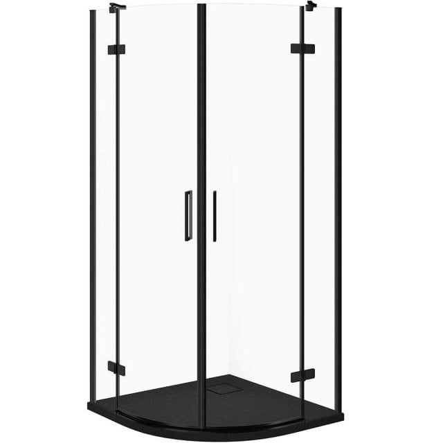 CERSANIT Zestaw kabina półokrągła JOTA 90x90 czarna, brodzik TAKO SLI