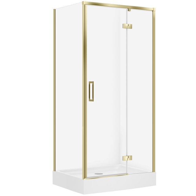 CERSANIT Kabina prysznicowa LARGA lewa 100x80x195 złota mat z brodzik