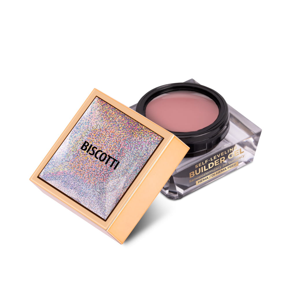 Budujący żel samopoziomujący twardy średniogęsty builder gel self leveling Molly Nails Biscotti HEMA/Di-HEMA Free 15 g