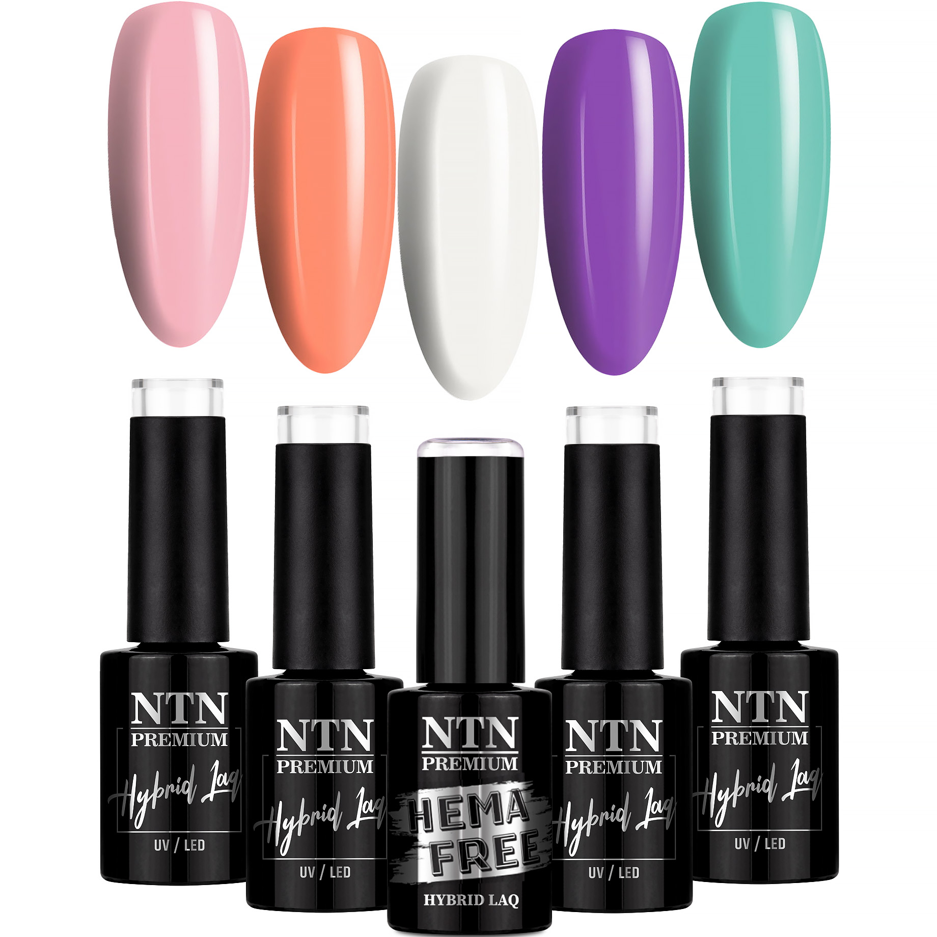 5x Lakier Hybrydowy NTN 5g Wiosna Spring Wiosenne Pastelowe Kolory Romantyczny Pastel