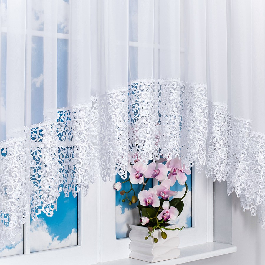 Gotowa firana woalowa z gipiurą 400 x 175 - Alena Firany