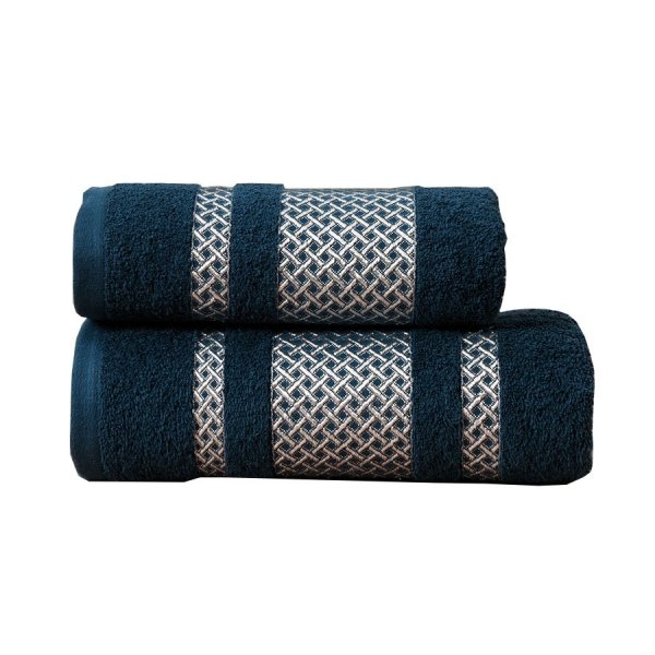 Ręcznik Lionel 50x90 kolor granatowy ze srebrną bordiurą