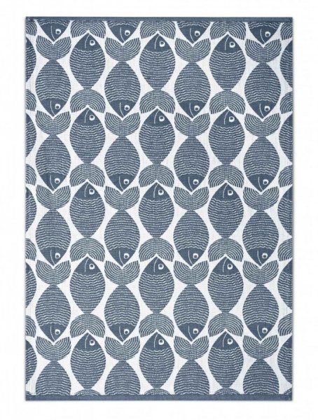 Ścierka kuchenna z bawełny egipskiej 50x70 wz. Ryby Ławica 9239/1 granatowy