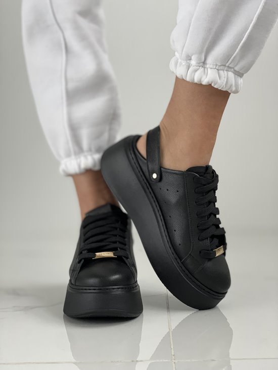 Sneakersy klapki SN41 - 13 czarny groch