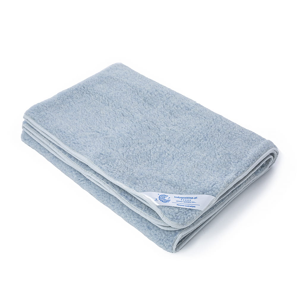 koc wełniany merynos tumbler niebieski 140x200 (+-5cm)