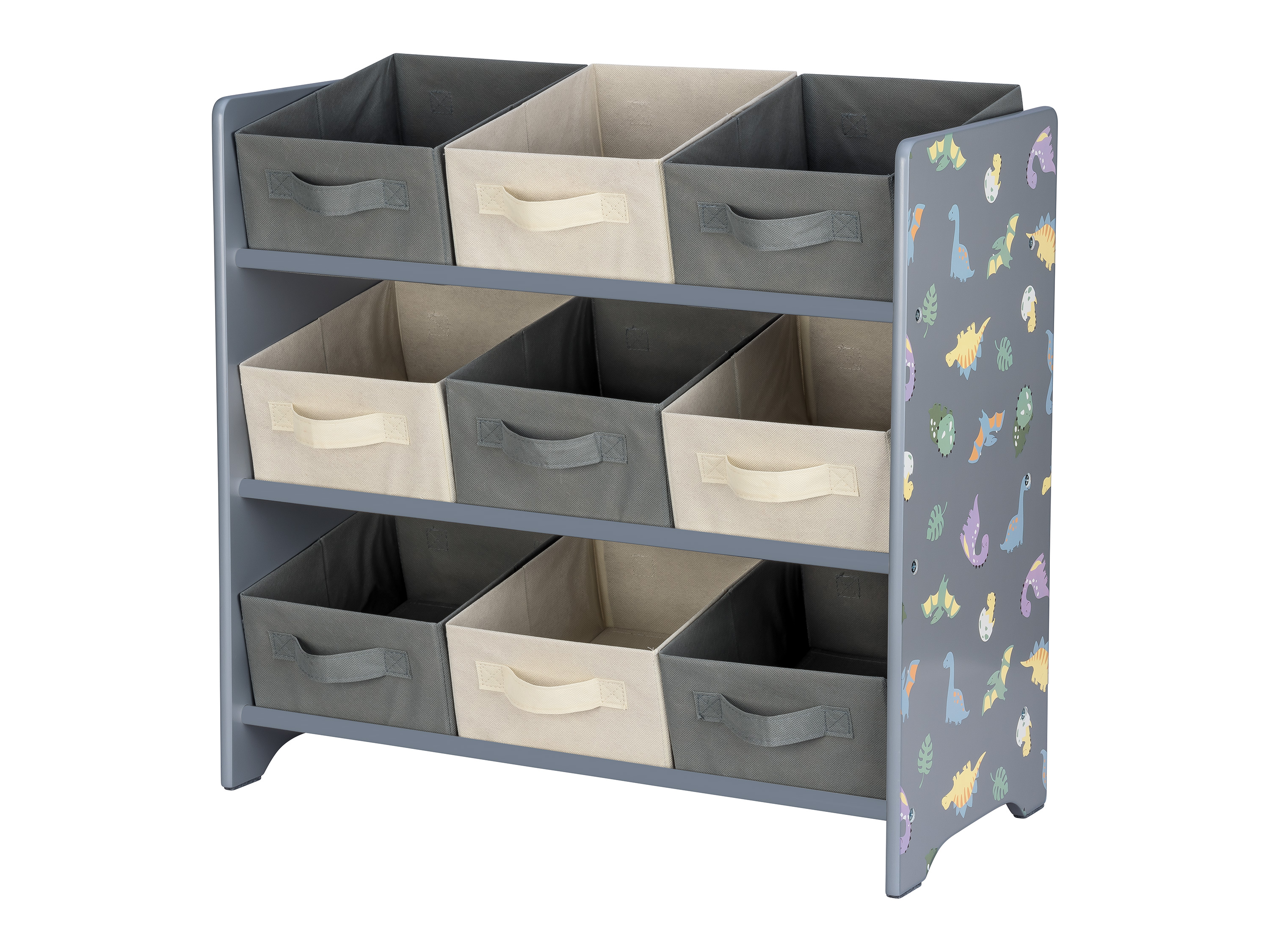 Livarno home Regał z 9 wyjmowanymi, tekstylnymi pojemnikami Dinozaur szary