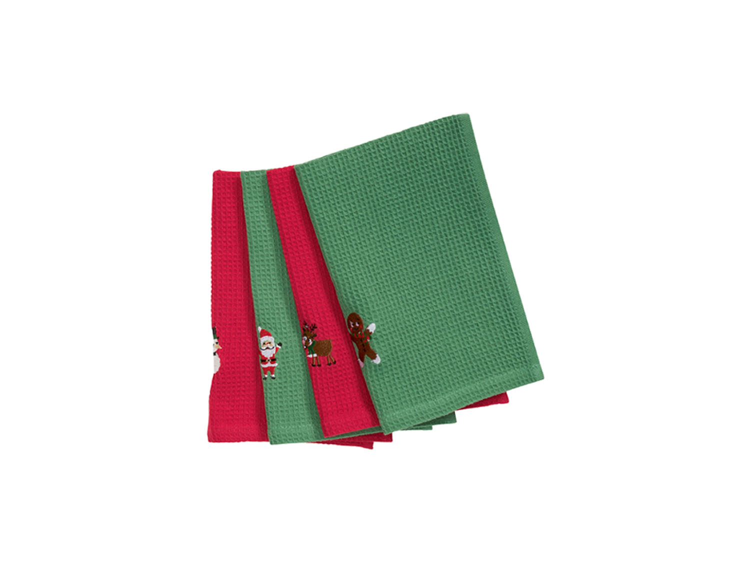 Livarno home Ręczniki kuchenne 30 x 50 cm, 4 szt. Czerwony/ zielony