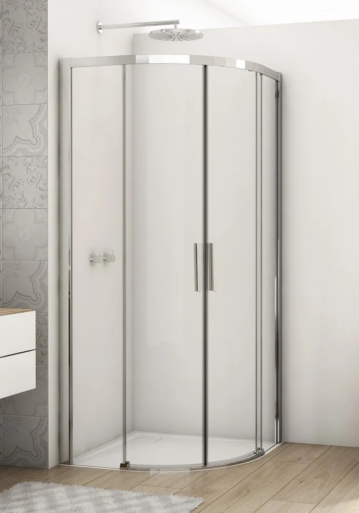 Darmowa Dostawa - Kabina prysznicowa 90x90 cm półokrągła srebrny połysk/szkło przezroczyste Ronal Divera D22SRB550905007