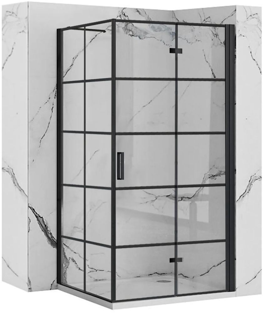 Darmowa Dostawa - Kabina prysznicowa 90x80 cm prostokątna czarny półmat/szkło przezroczyste Rea Molier REAK8538/REAK8412