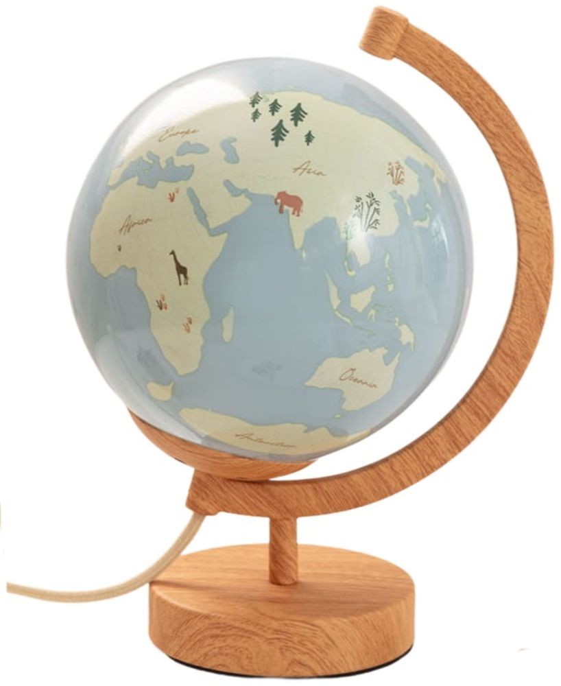 Darmowa Dostawa - Lampka nocna dziecięca 1x40 W niebieska-drewno Abruzzo Globi ABRGLOB