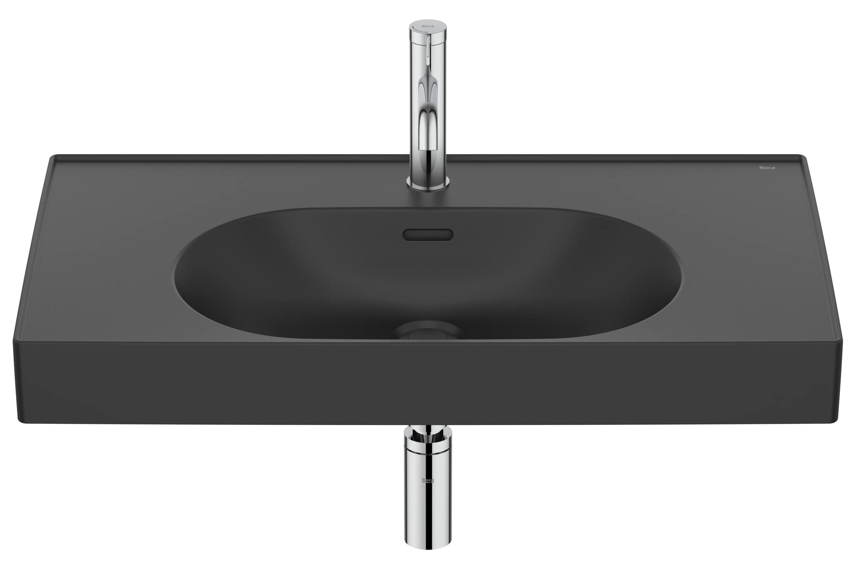 Darmowa Dostawa - Umywalka 80x46 cm prostokątna ścienna-meblowa czarna Roca Meridian A327745080