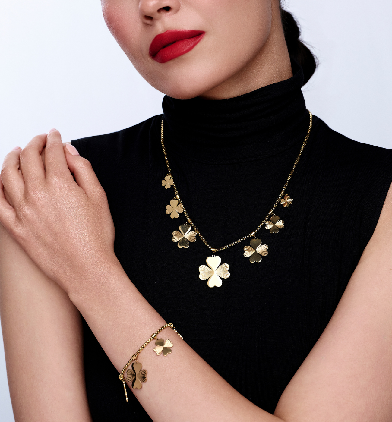 Zestaw biżuterii z motywem koniczynek ZN0125