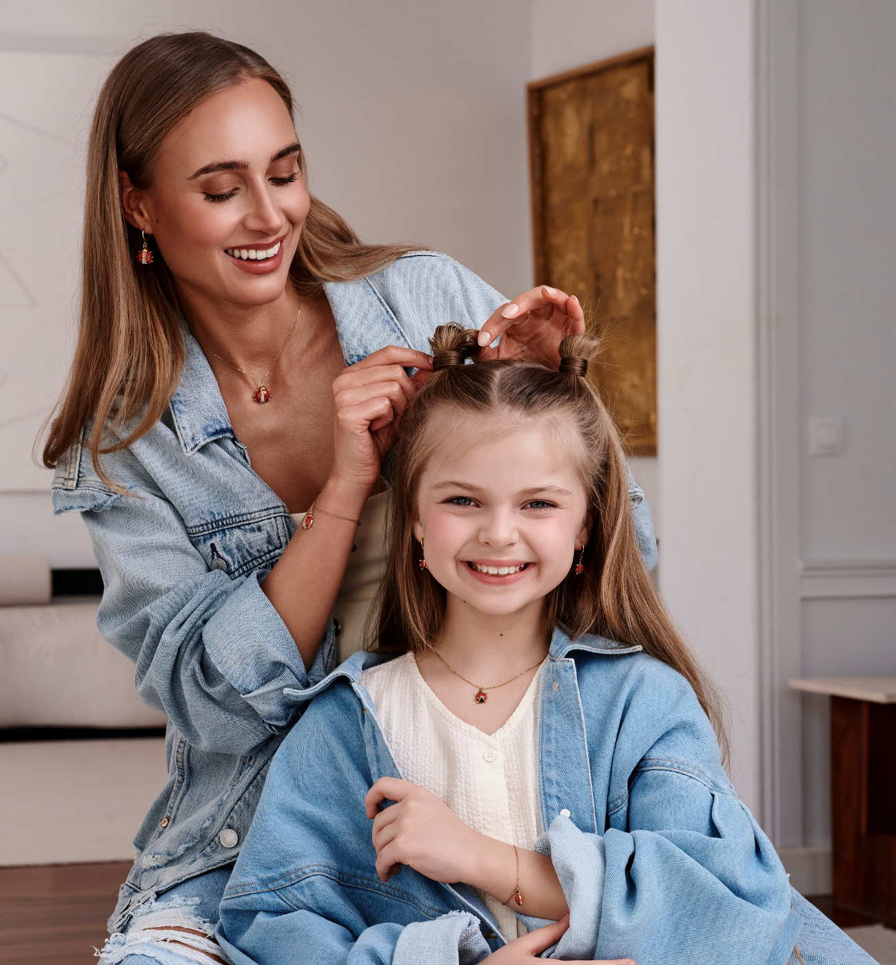 Zestaw biżuterii dla mamy i córki z biedronkami ZN0223