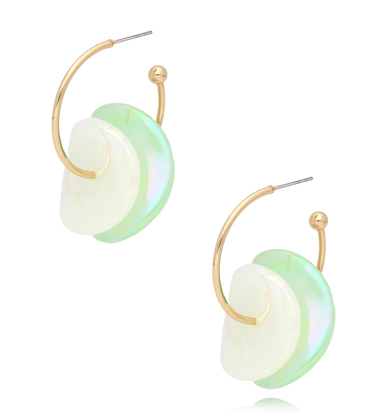 Kolczyki okrągłe miętowo białe Arusza KZA0151