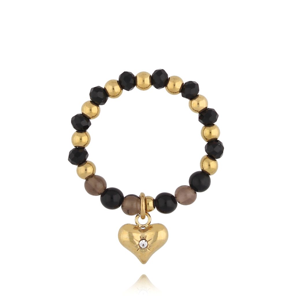 Pierścionek czarny z sercem Black Magic PSC0570