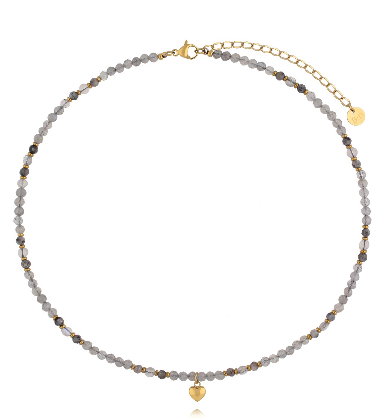 Naszyjnik z labradorytami i sercem NTW1662