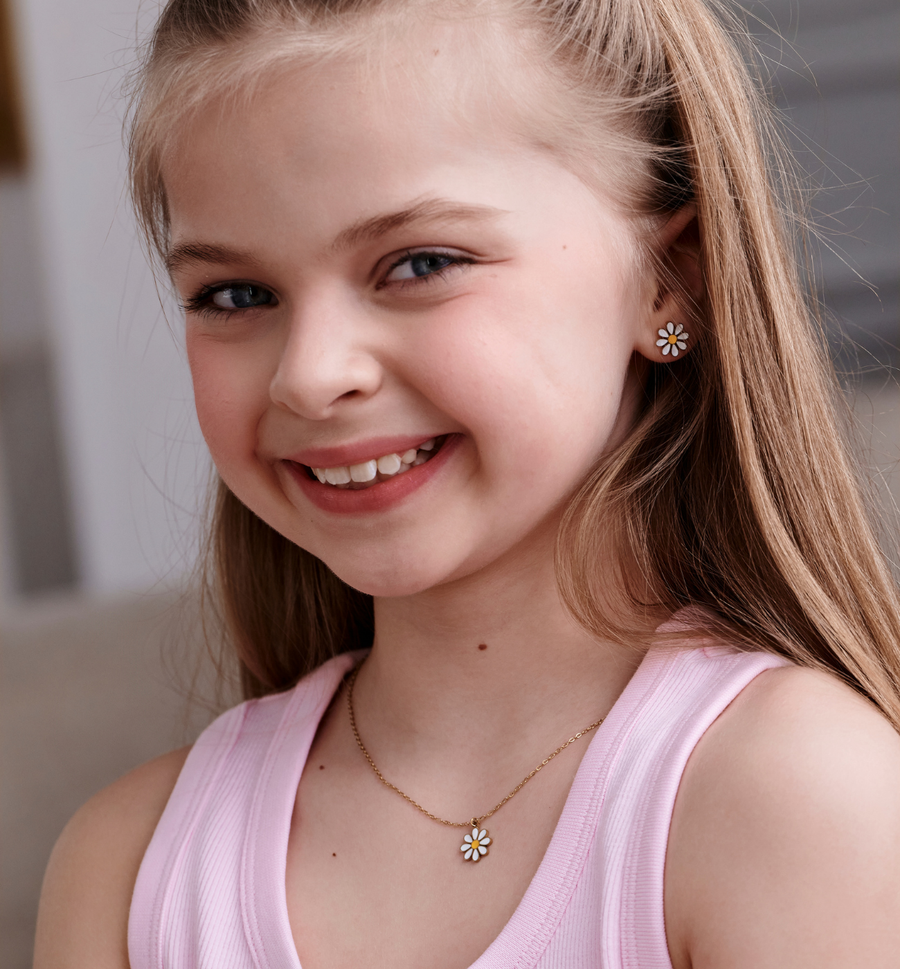 Zestaw biżuterii dla dziewczynki z kwiatuszkiem ZN0221