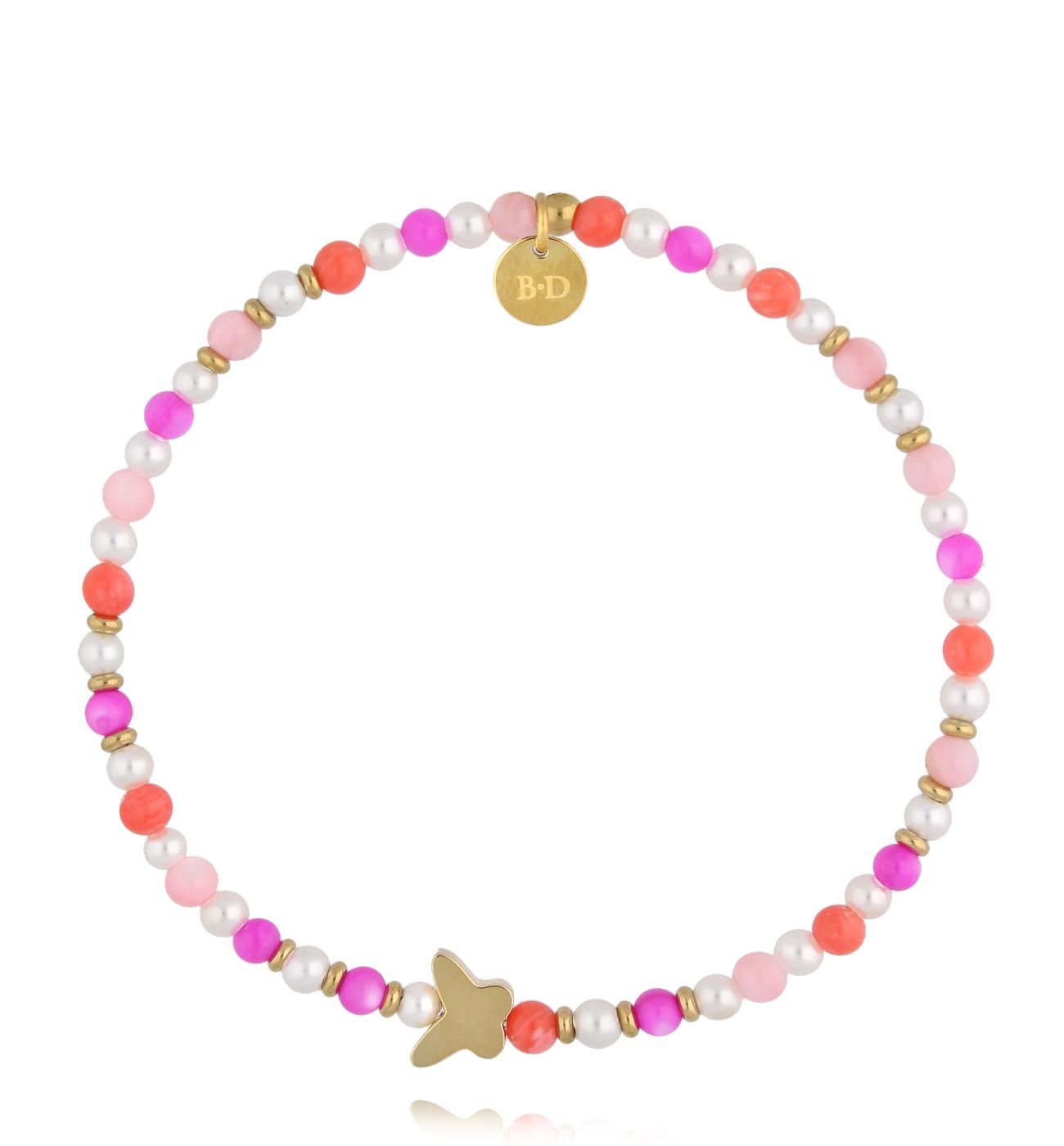 Bransoletka różowa z motylkiem BSC2144