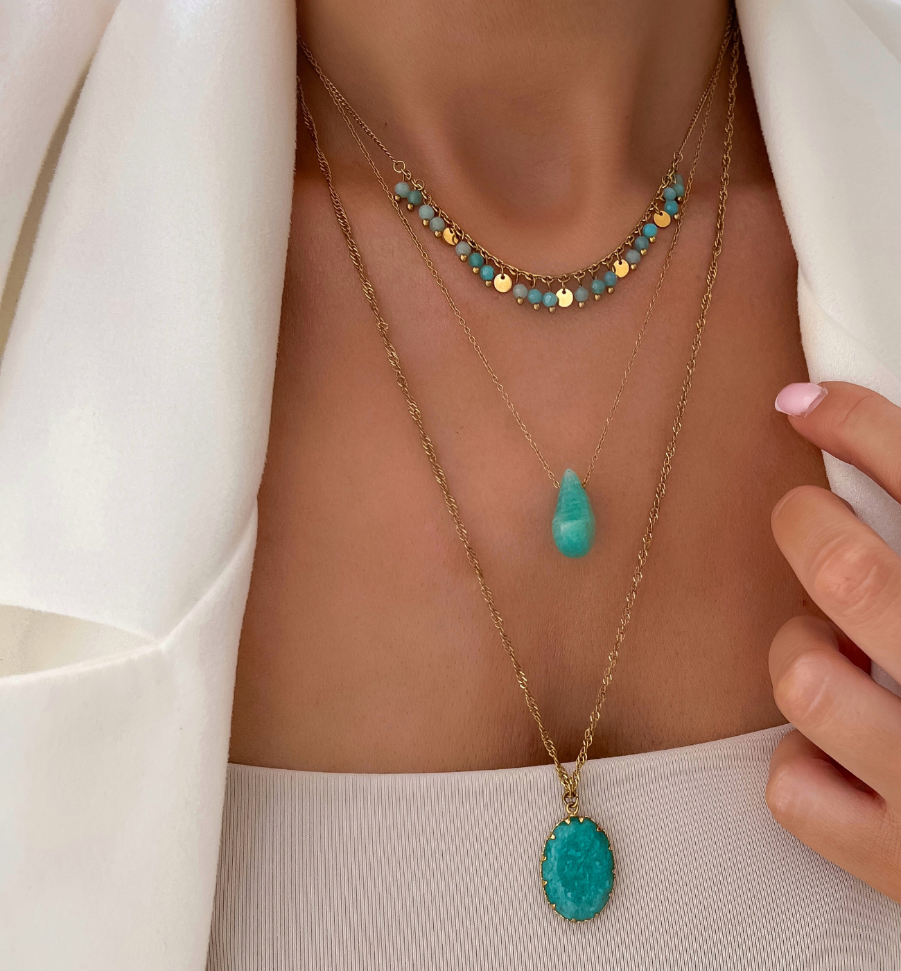 Naszyjnik kropla z amazonitu Nature's Tears NLB0321