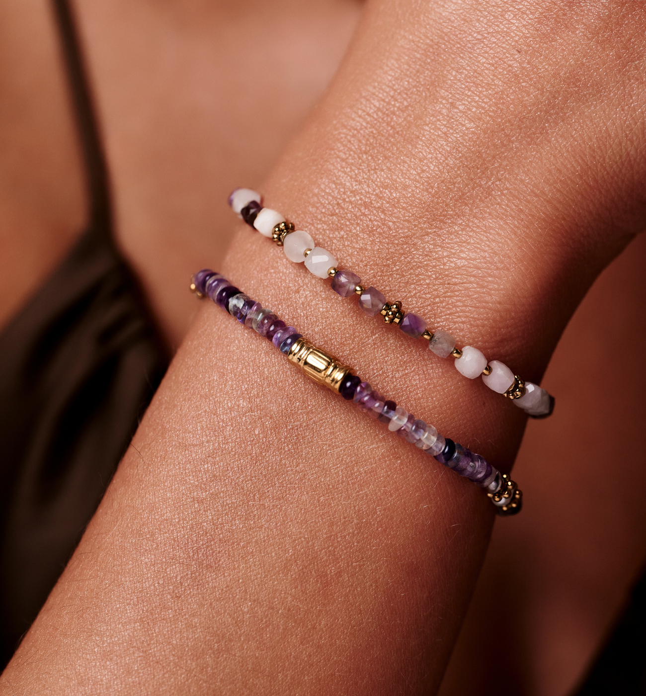 Zestaw bransoletek z fluorytu i kamieni naturalnych ZN0144