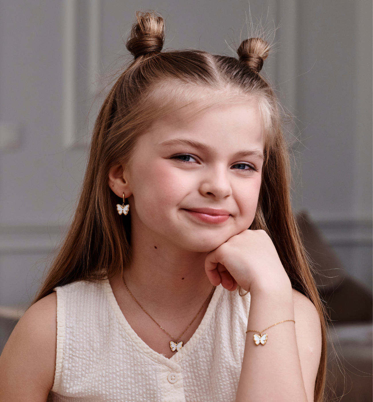 Zestaw biżuterii dla dziewczynki z motylkiem ZN0220