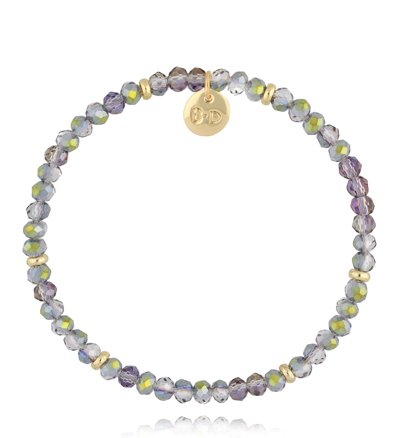 Bransoletka z szaro zielonymi kryształkami BCY0313 - By Dziubeka