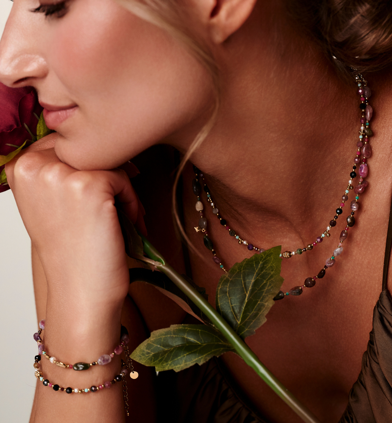 Zestaw biżuterii z kolorowych kamieni naturalnych ZN0195