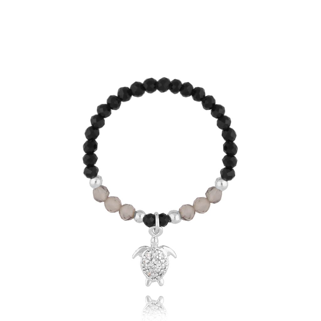 Pierścionek z turmalinami i żółwikiem Cimarron - By Dziubeka