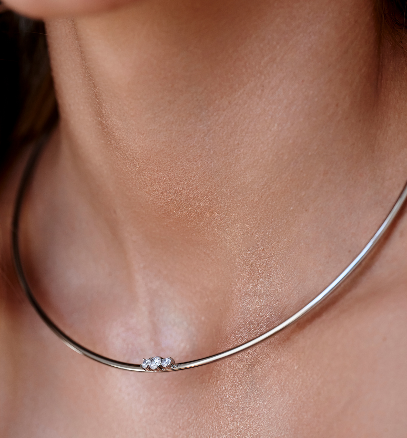 Naszyjnik obroża srebrna z cyrkoniami All - By Dziubeka