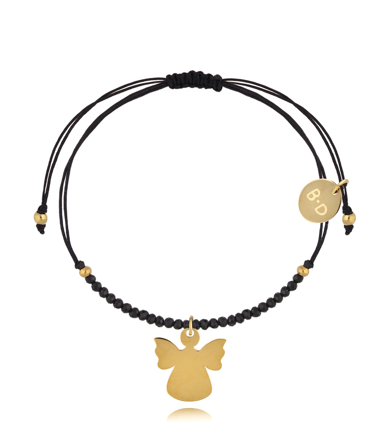 Bransoletka z turmalinami i złotym aniołkiem Successo BMT0108 - By Dziubeka