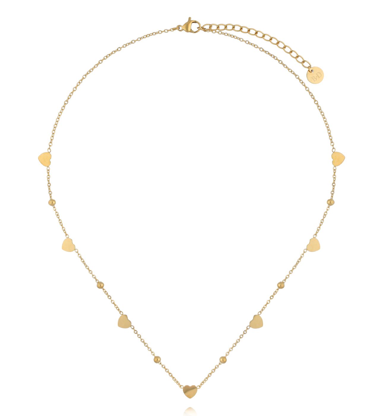 Naszyjnik z drobnymi serduszkami i kuleczkami w kolorze złota NSY0926